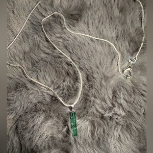 Sterling Green Tourmaline Beryl Micro Pendant 16 inch chain